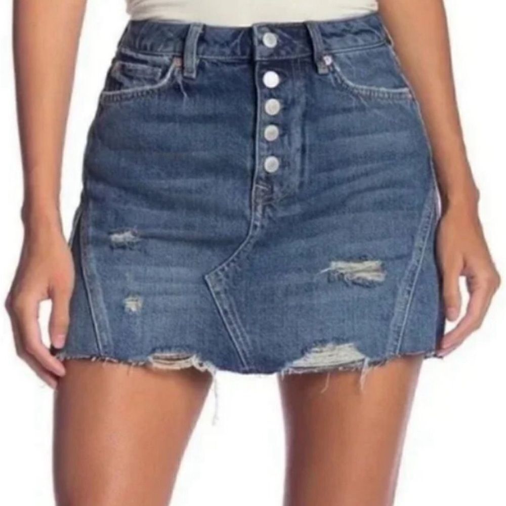 We The Free Button Fly Denim Mini Skirt size 24